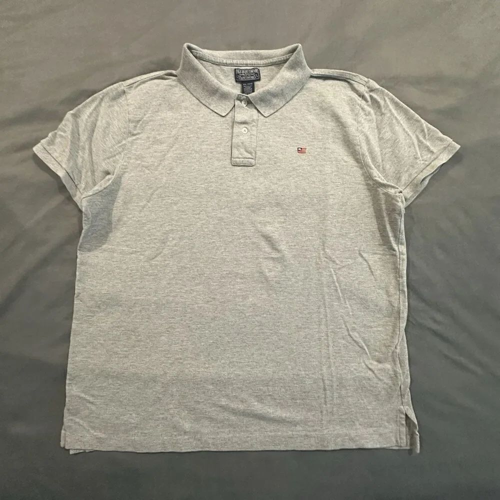 Vintage Polo Jeans Ralph Lauren Shirt Mens 2XL American Flag Logo Y2K 00s Gray